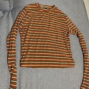 Brown striped shirt, slightly cropped, from Jo & Co